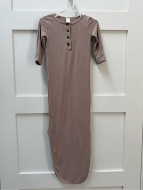 Lou Lou & Company Ribbed Henley Nightgown in Taupe